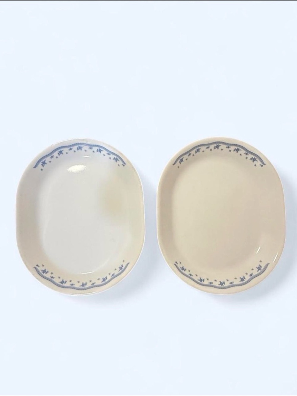 Vintage Corelle Corning Ware Morning Blue  Ceramic Serving Platters (2)